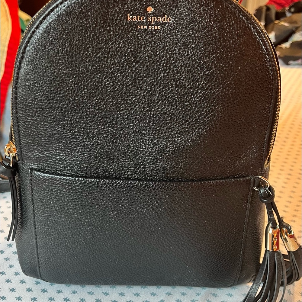 Kate Spade Black Leather Backpack